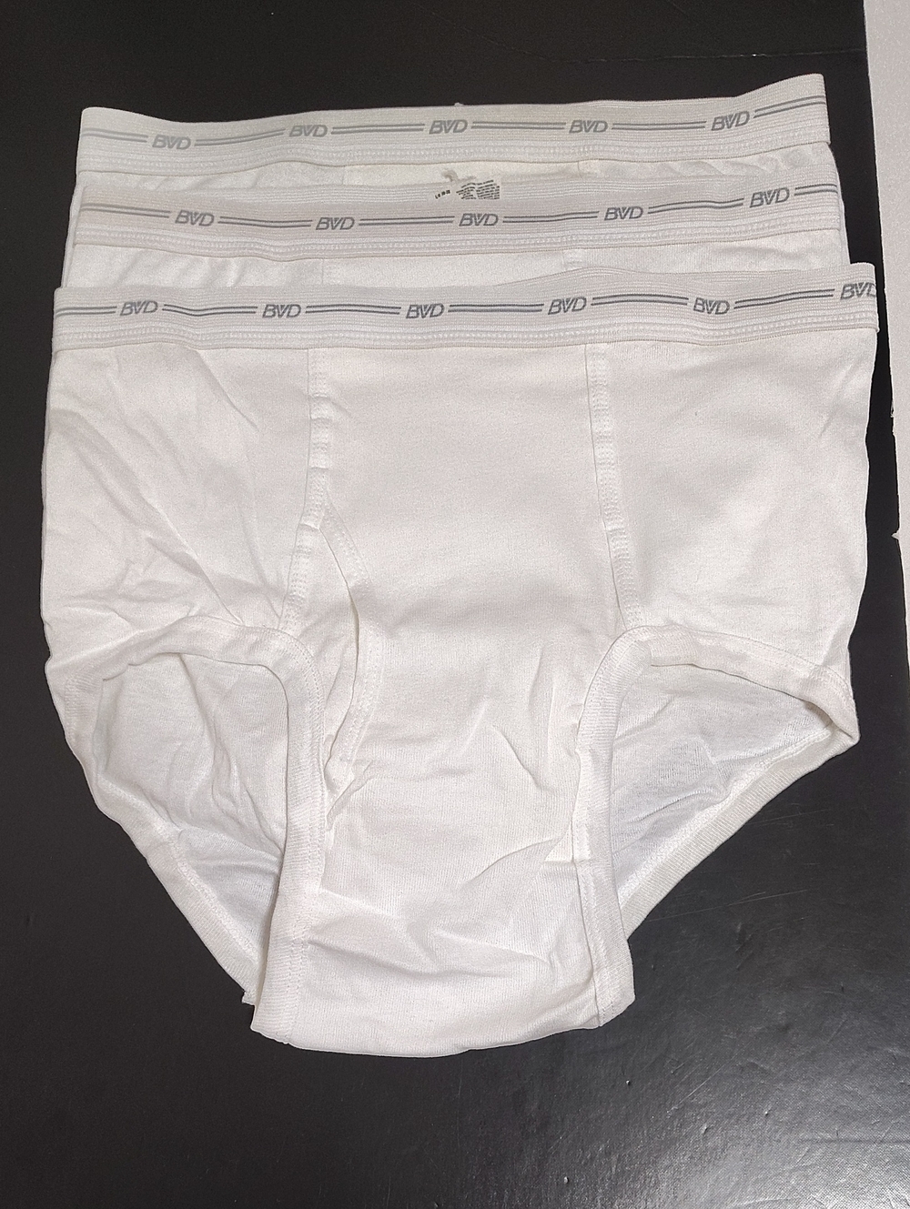 Vintage BVD Men's White Classic Briefs Full Cut - 3 Pack Size L 36-38